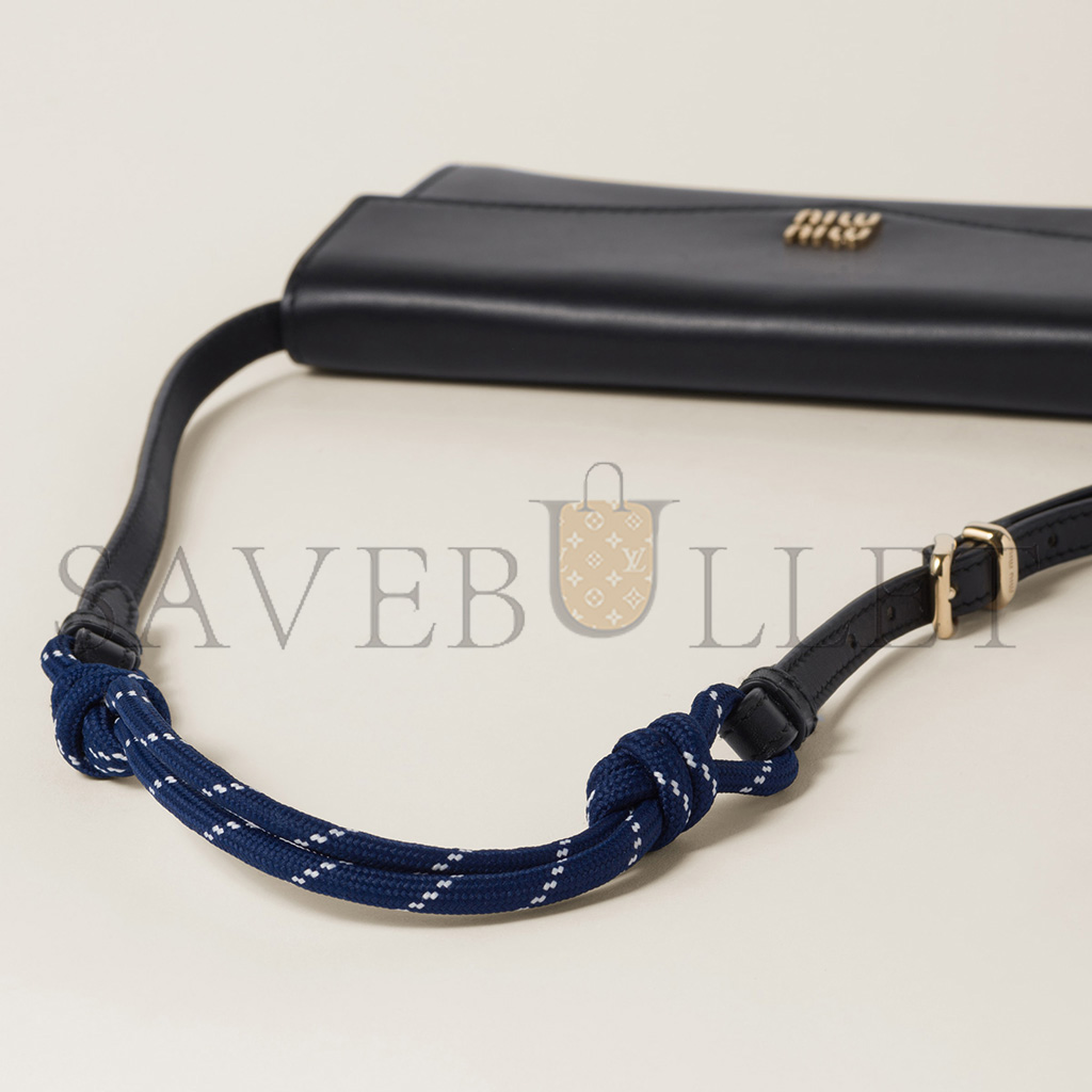 MIU MIU LEATHER WALLET WITH LEATHER AND CORD SHOULDER STRAP 5MT025 (19*9.5*2cm) MIU MIU LEATHER WALLET WITH LEATHER AND CORD SHOULDER STRAP 5MT025 (19*9.5*2cm)